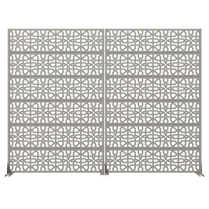 Set Of Two Gray Geometric Steel 12 Outdoor Privacy Screen HomeRoots