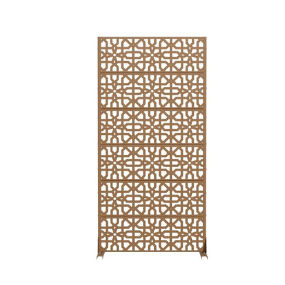 72" Brown Geometric Steel Six Panel Outdoor Privacy Screen HomeRoots