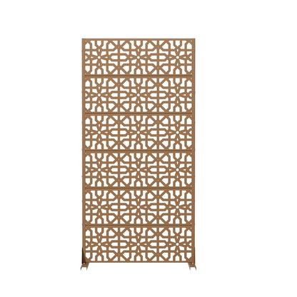 72" Brown Geometric Steel Six Panel Outdoor Privacy Screen HomeRoots