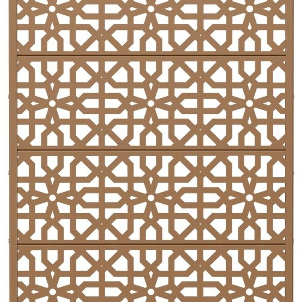 72" Brown Geometric Steel Six Panel Outdoor Privacy Screen HomeRoots