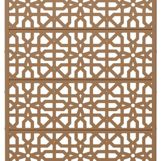 72" Brown Geometric Steel Six Panel Outdoor Privacy Screen