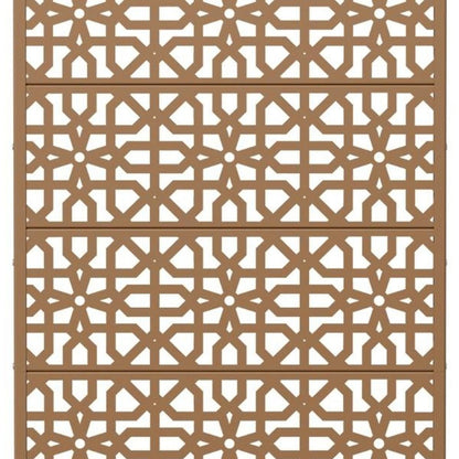 72" Brown Geometric Steel Six Panel Outdoor Privacy Screen