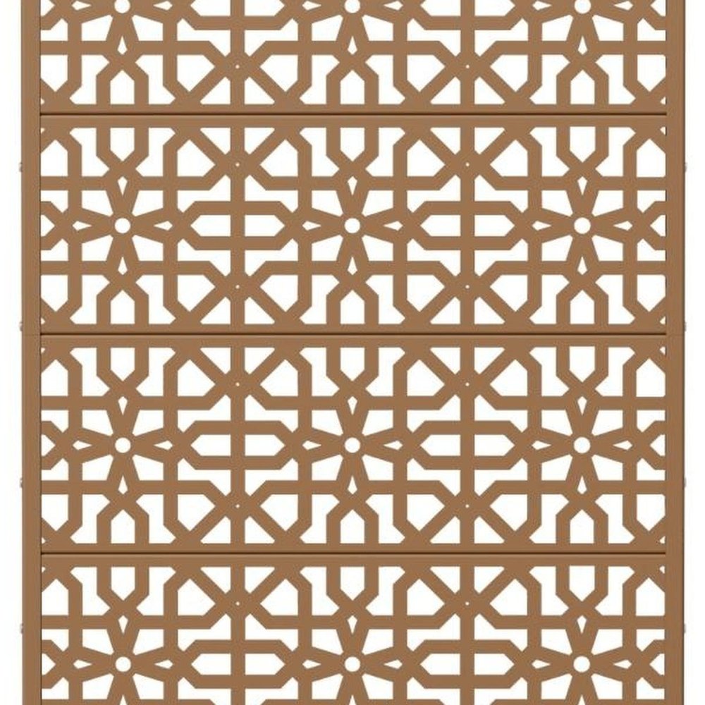 72" Brown Geometric Steel Six Panel Outdoor Privacy Screen — view 3