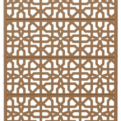 72" Brown Geometric Steel Six Panel Outdoor Privacy Screen HomeRoots