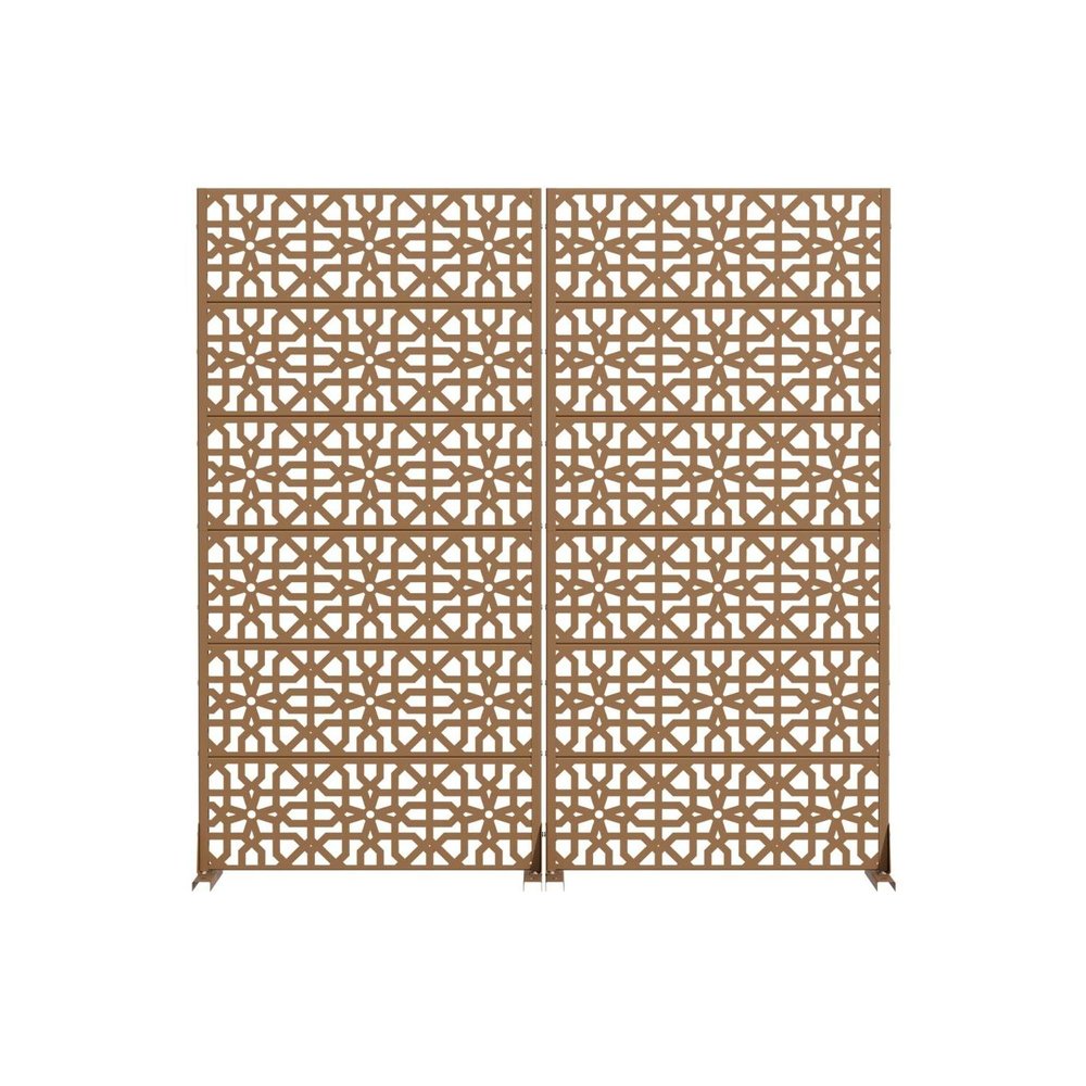Set Of Two Brown Geometric Steel 12 Outdoor Privacy Screen — view 4
