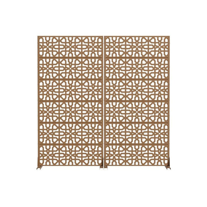 Set Of Two Brown Geometric Steel 12 Outdoor Privacy Screen HomeRoots