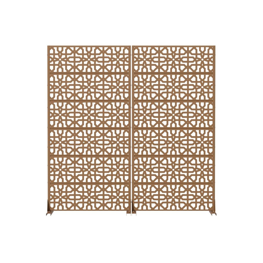 Set Of Two Brown Geometric Steel 12 Outdoor Privacy Screen — view 1