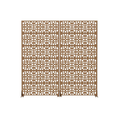 Set Of Two Brown Geometric Steel 12 Outdoor Privacy Screen HomeRoots
