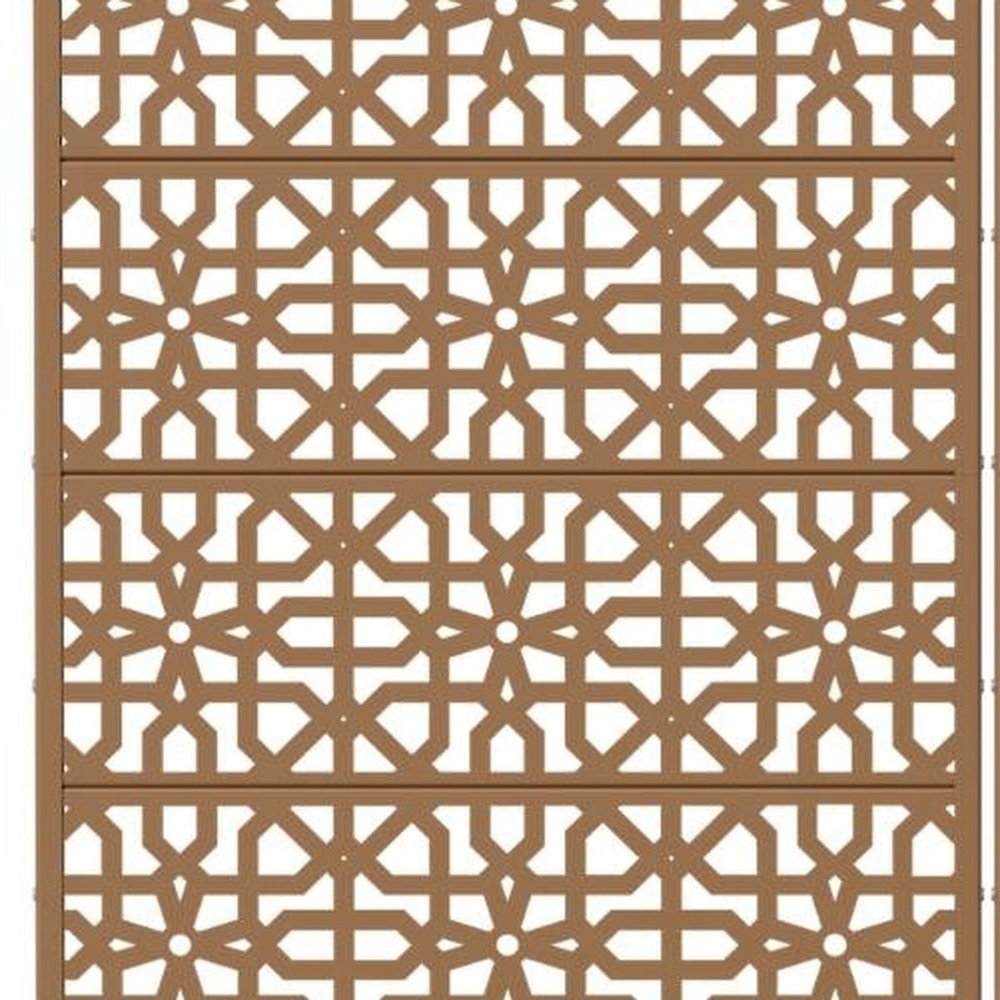 Set Of Two Brown Geometric Steel 12 Outdoor Privacy Screen — view 2