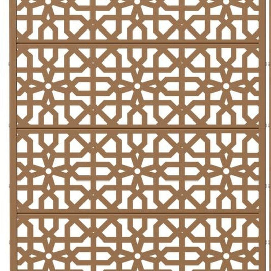 Set Of Two Brown Geometric Steel 12 Outdoor Privacy Screen