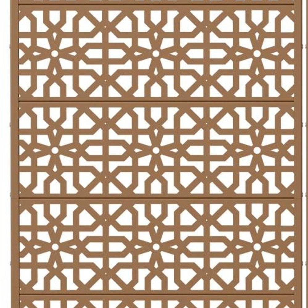 Set Of Two Brown Geometric Steel 12 Outdoor Privacy Screen