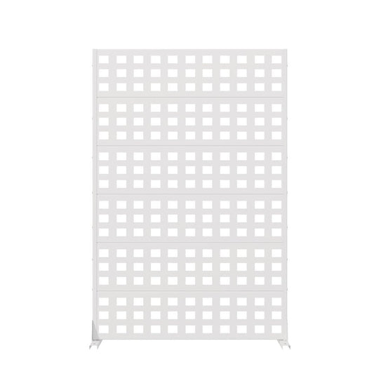 72" White Geometric Steel Six Panel Outdoor Privacy Screen