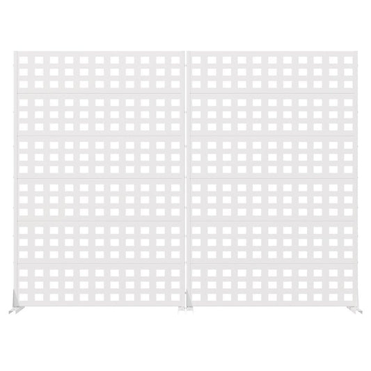 Set Of Two White Geometric Steel 12 Outdoor Privacy Screen