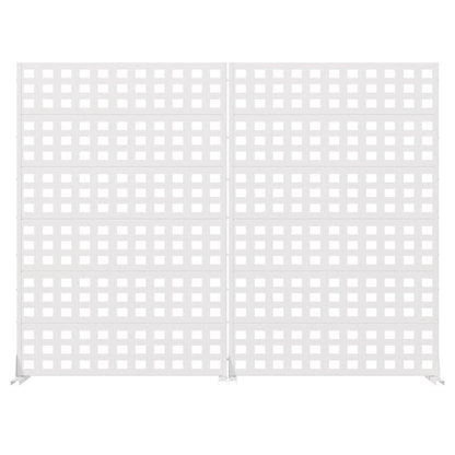 Set Of Two White Geometric Steel 12 Outdoor Privacy Screen HomeRoots