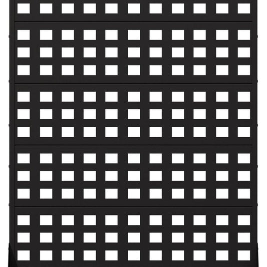 72" Black Geometric Steel Six Panel Outdoor Privacy Screen