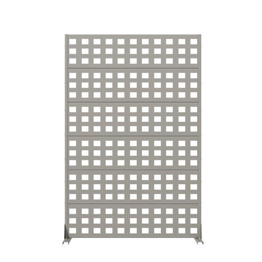 72" Gray Geometric Steel Six Panel Outdoor Privacy Screen
