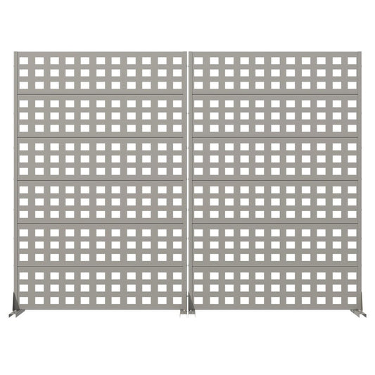 Set Of Two Gray Geometric Steel 12 Outdoor Privacy Screen