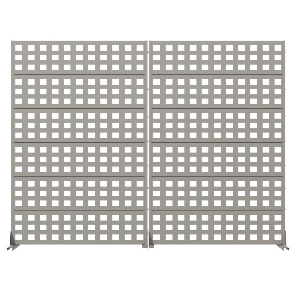 Set Of Two Gray Geometric Steel 12 Outdoor Privacy Screen — view 1