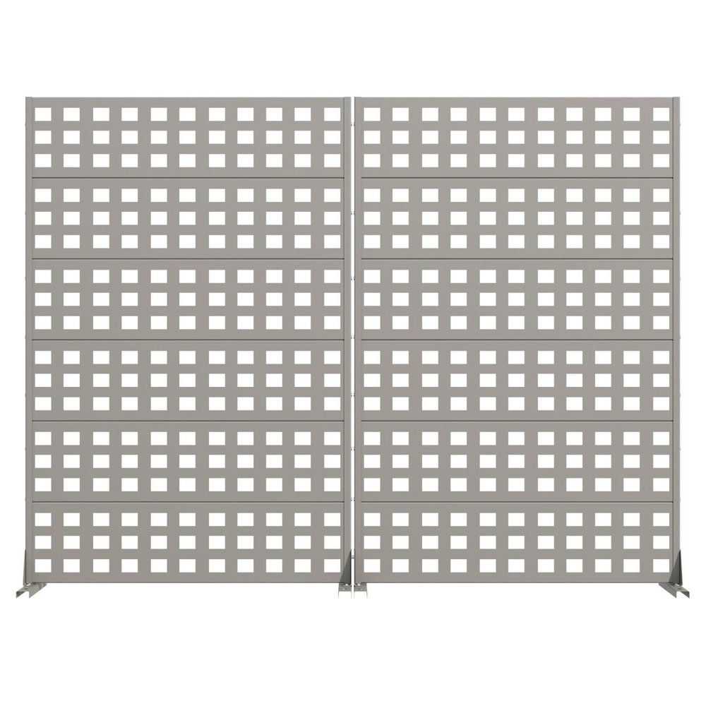 Set Of Two Gray Geometric Steel 12 Outdoor Privacy Screen — view 3