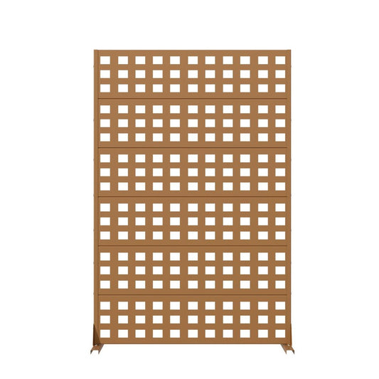 72" Brown Geometric Steel Six Panel Outdoor Privacy Screen