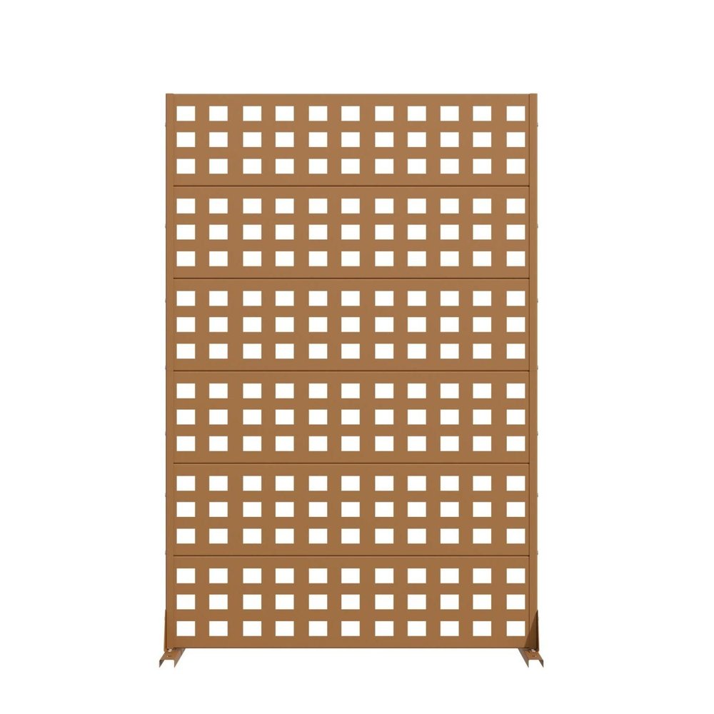 72" Brown Geometric Steel Six Panel Outdoor Privacy Screen — view 2