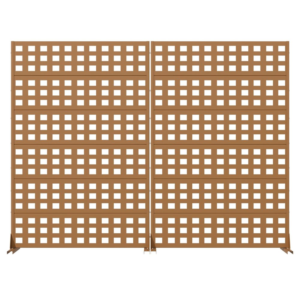 Set Of Two Brown Geometric Steel 12 Outdoor Privacy Screen HomeRoots