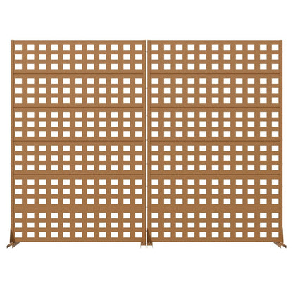 Set Of Two Brown Geometric Steel 12 Outdoor Privacy Screen HomeRoots