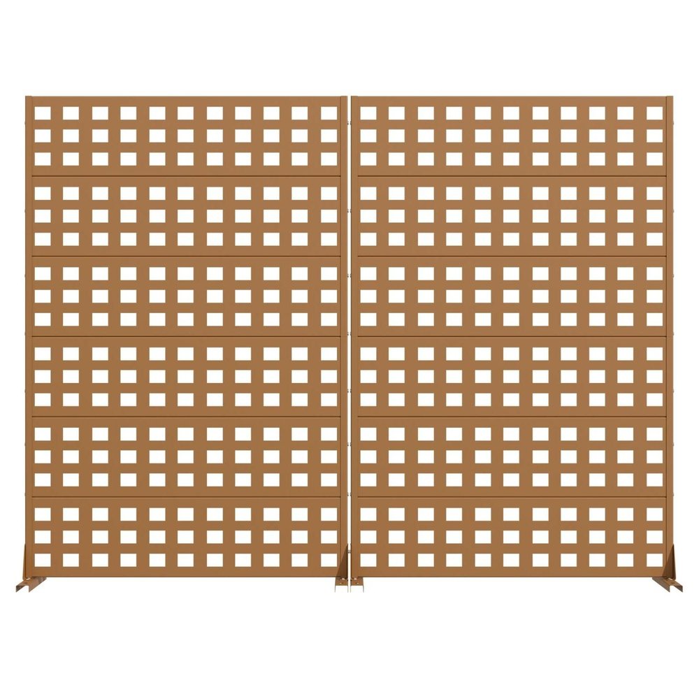 Set Of Two Brown Geometric Steel 12 Outdoor Privacy Screen — view 4