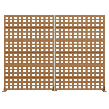 Set Of Two Brown Geometric Steel 12 Outdoor Privacy Screen HomeRoots