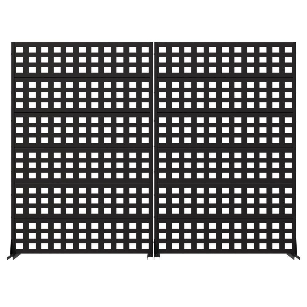 Set Of Two Black Geometric Steel 12 Outdoor Privacy Screen — view 1