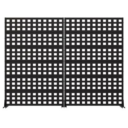 Set Of Two Black Geometric Steel 12 Outdoor Privacy Screen HomeRoots