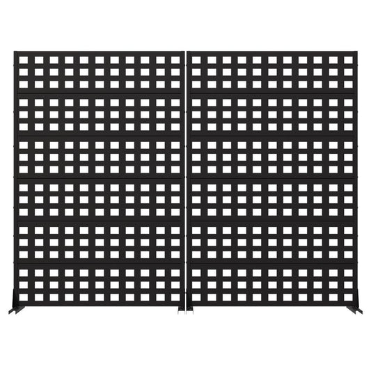 Set Of Two Black Geometric Steel 12 Outdoor Privacy Screen