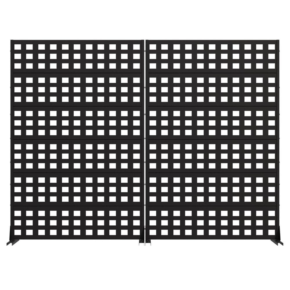 Set Of Two Black Geometric Steel 12 Outdoor Privacy Screen HomeRoots