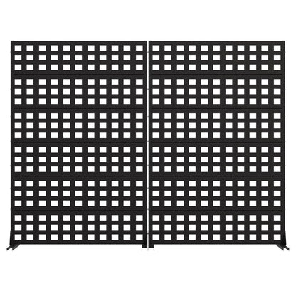 Set Of Two Black Geometric Steel 12 Outdoor Privacy Screen HomeRoots