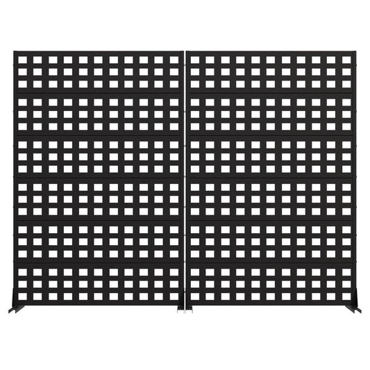 Set Of Two Black Geometric Steel 12 Outdoor Privacy Screen
