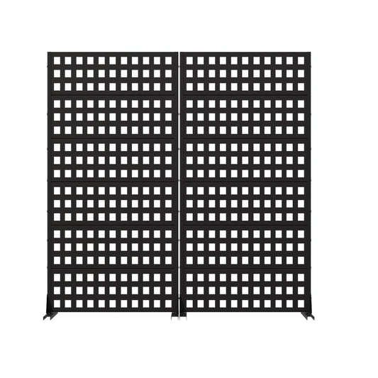 Set Of Two Black Geometric Steel 12 Outdoor Privacy Screen