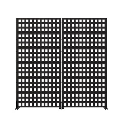 Set Of Two Black Geometric Steel 12 Outdoor Privacy Screen HomeRoots