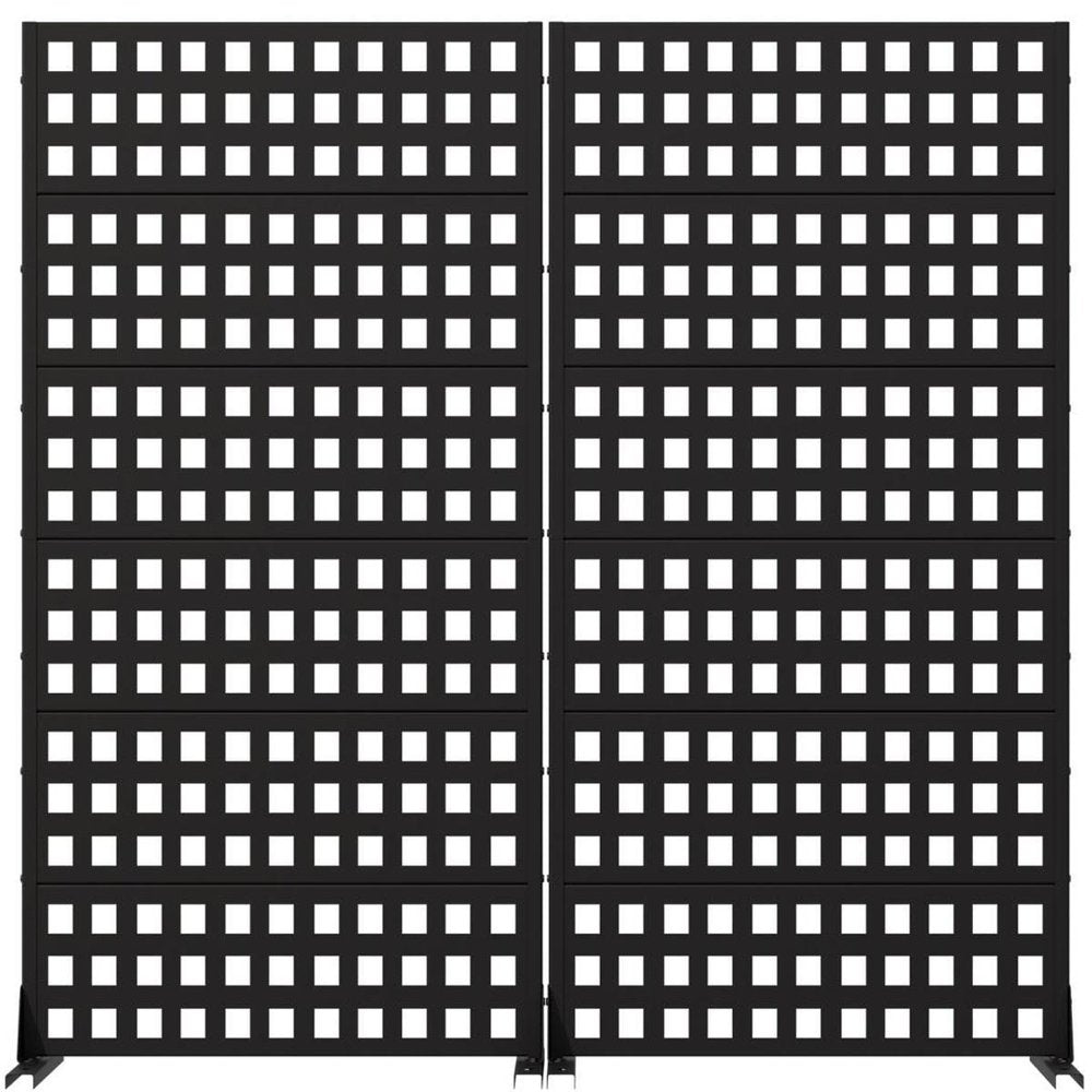 Set Of Two Black Geometric Steel 12 Outdoor Privacy Screen — view 3