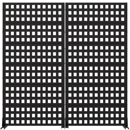 Set Of Two Black Geometric Steel 12 Outdoor Privacy Screen HomeRoots