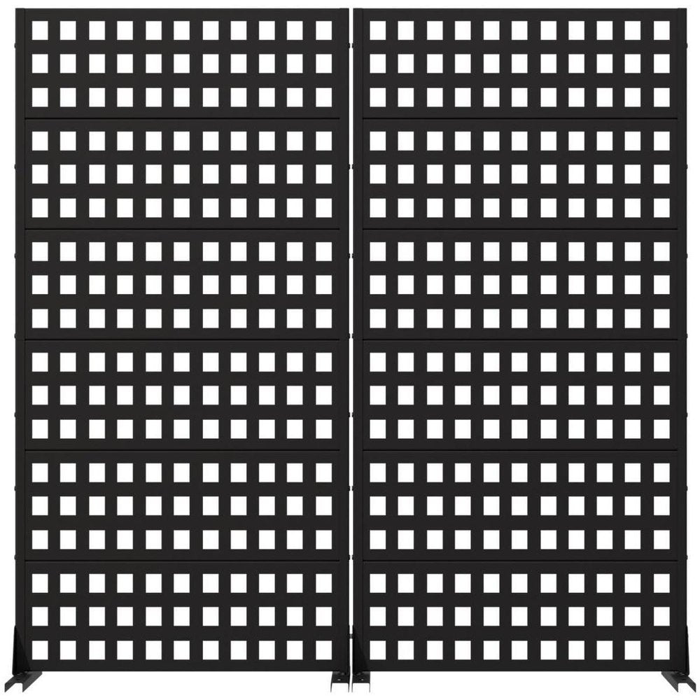 Set Of Two Black Geometric Steel 12 Outdoor Privacy Screen — view 2
