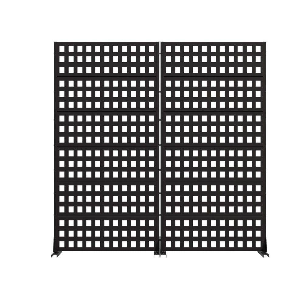 Set Of Two Black Geometric Steel 12 Outdoor Privacy Screen — view 4