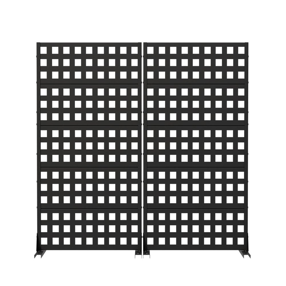 Set Of Two Black Geometric Steel Ten Panel Outdoor Privacy Screen — view 1