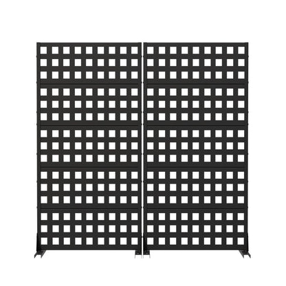 Set Of Two Black Geometric Steel Ten Panel Outdoor Privacy Screen HomeRoots