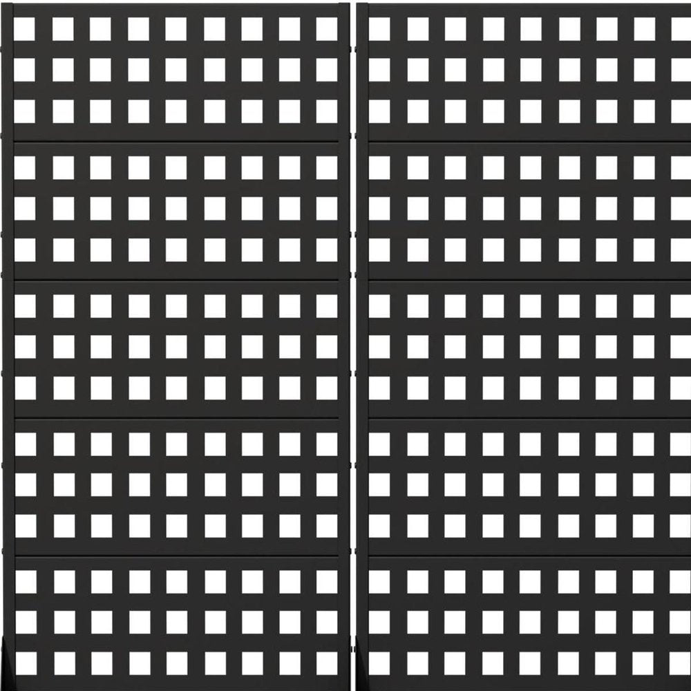 Set Of Two Black Geometric Steel Ten Panel Outdoor Privacy Screen HomeRoots