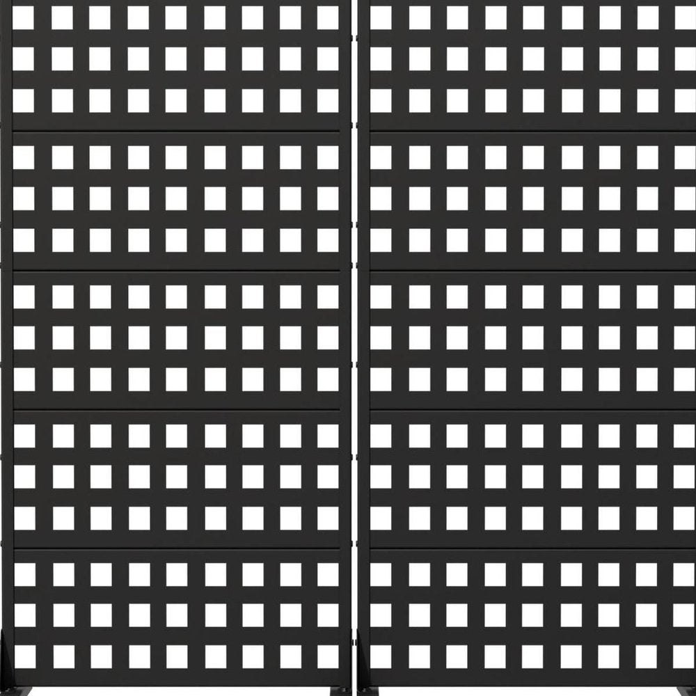 Set Of Two Black Geometric Steel Ten Panel Outdoor Privacy Screen HomeRoots