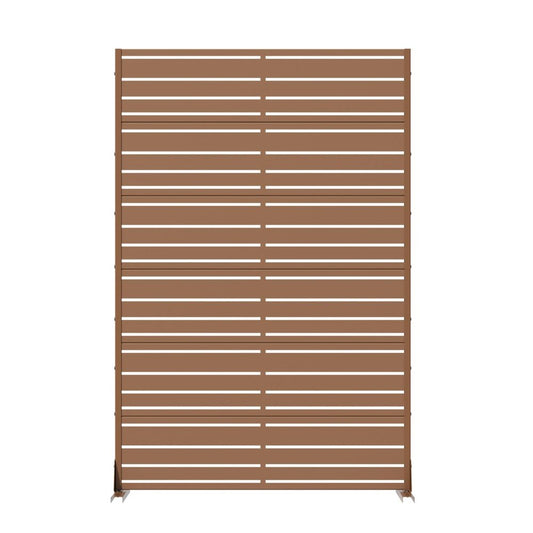 72" Brown Geometric Steel Six Panel Outdoor Privacy Screen