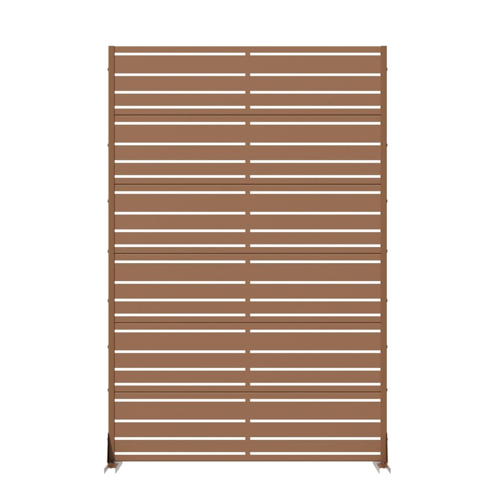 72" Brown Geometric Steel Six Panel Outdoor Privacy Screen — view 1