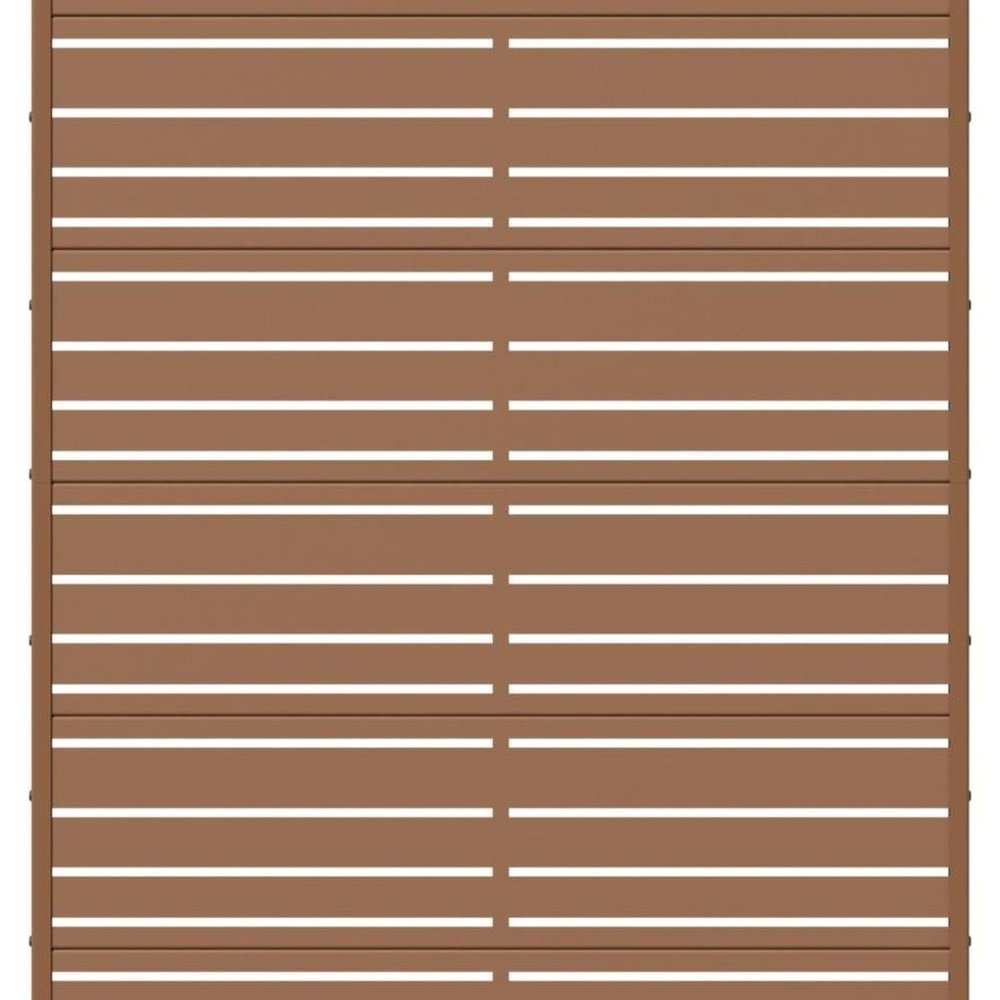 72" Brown Geometric Steel Six Panel Outdoor Privacy Screen — view 2