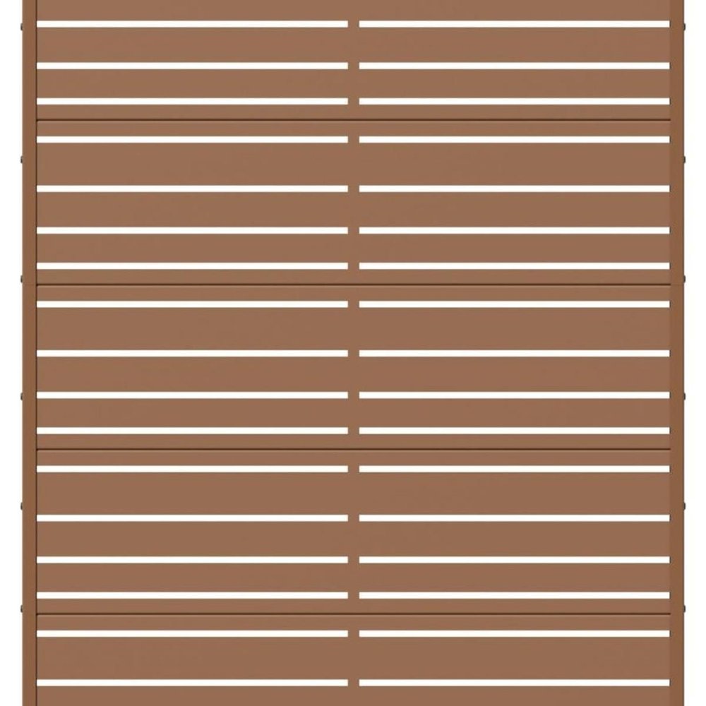 72" Brown Geometric Steel Six Panel Outdoor Privacy Screen — view 3