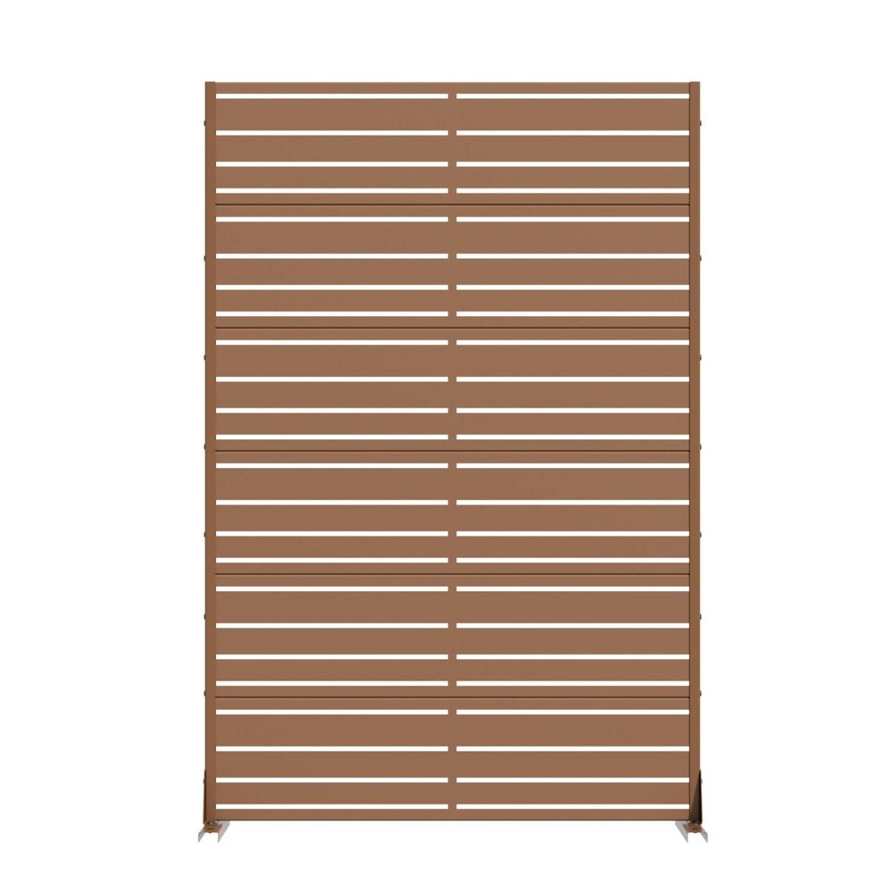 72" Brown Geometric Steel Six Panel Outdoor Privacy Screen HomeRoots